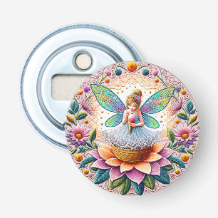 Kleurrijke zomerfeeënbloem en ijs button flesopener