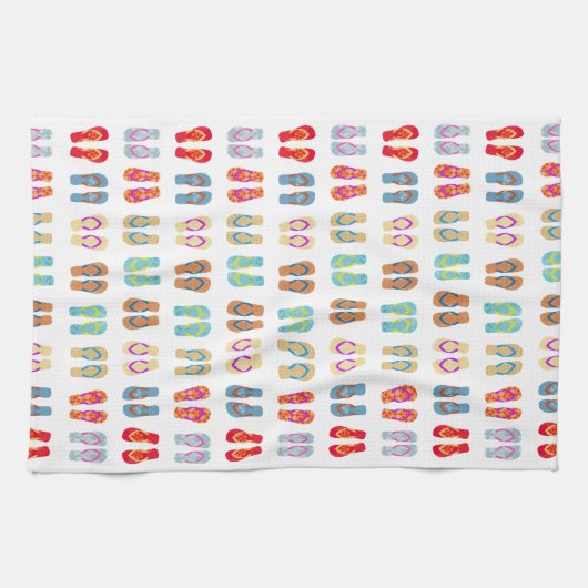 Kleurrijke zomerkeuken Teenslippers Dish Towel Theedoek (Horizontaal)