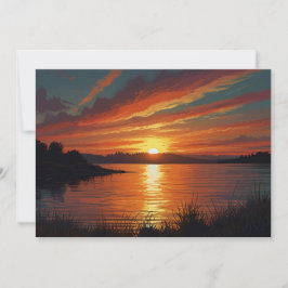 Kleurrijke Zomermeer Zonsopkomst Reflecties Feestdagenkaart