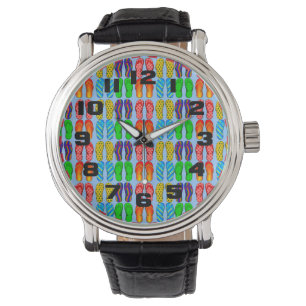 Kleurrijke zomerpret strand teenslippers horloge