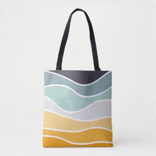 Kleurrijke zomerse retro stijl golven draagtas