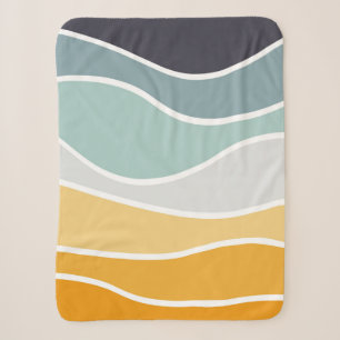 Kleurrijke zomerse retro stijl golven sherpa deken