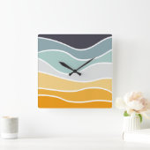 Kleurrijke zomerse retro stijl golven vierkante klok (Huis)