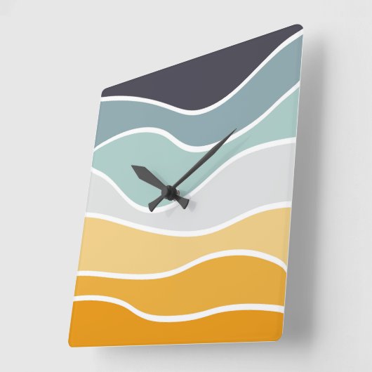 Kleurrijke zomerse retro stijl golven vierkante klok (Hoek)
