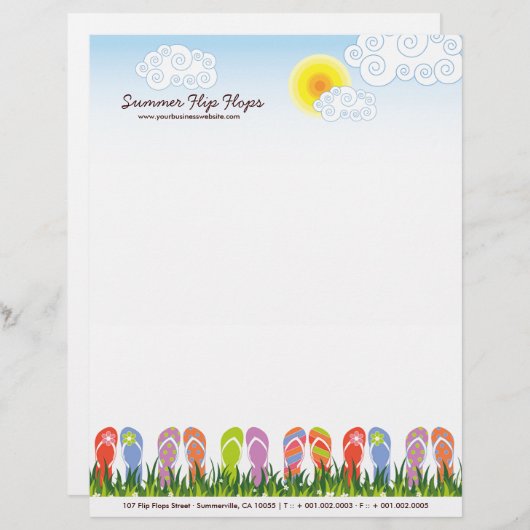 Kleurrijke zomerTeenslippers in de zon Persoonlijk Briefhoofd (Voorkant / Achterkant)