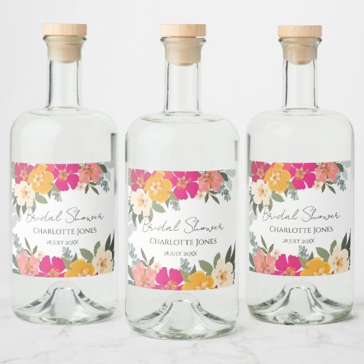 Kleurrijke zomertuin helder Vrijgezellenfeest Likeurfles Etiket (Flessen)