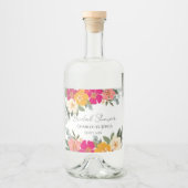 Kleurrijke zomertuin helder Vrijgezellenfeest Likeurfles Etiket (Voorkant)