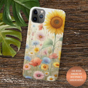 Kleurrijke zomerveld bloemen bloem watercolor kuns iPhone 11 pro max hoesje
