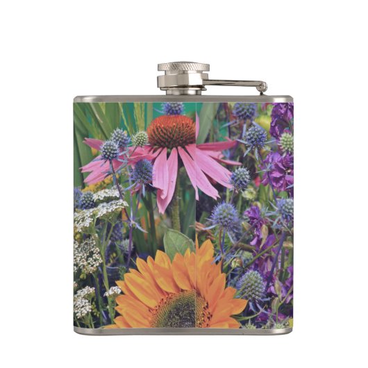 Kleurrijke zomerventilator — speciaal aangepast heupfles (Achterkant)