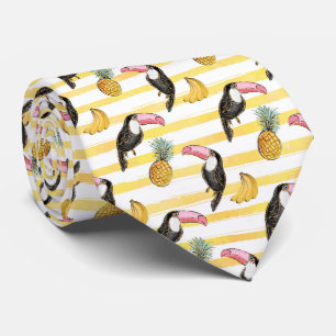 Kleurrijke Zomervibes Ananas Banaan Tucan Stropdas