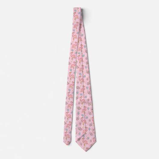 Kleurrijke Zomervibes Patel Roze Flamingo Stropdas (Achterkant)