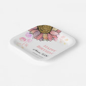 Kleurrijke Zonnebloem Bloemen Perzik Leaf Verjaard Papieren Bordje (Gebogen)