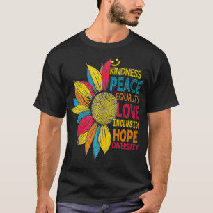 Kleurrijke zonnebloem Vredesliefdesintegratie Geli T-shirt