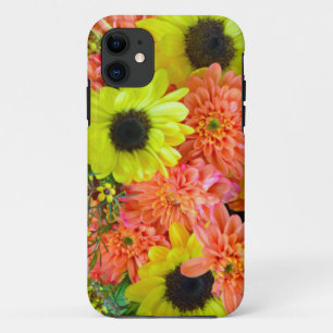 Kleurrijke zonnebloemen en dahlia's bloemboeket iPhone 11 hoesje