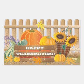 Kleurrijke zonnebloemen en pompoenen rechthoekige sticker