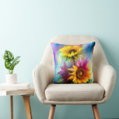 Kleurrijke zonnebloemen kussen (Stoel)