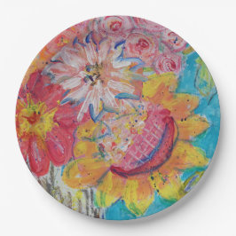 Kleurrijke zonnen van Lydia's Art Sangria Papieren Bordje