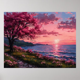 Kleurrijke Zonsondergang boven Schitterend Rivierl Poster