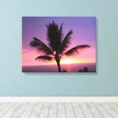 Kleurrijke Zonsondergang en Palmboom Canvas Print (Insitu (Houten vloer))