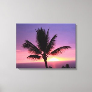 Kleurrijke Zonsondergang en Palmboom Canvas Print