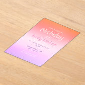 Kleurrijke Zonsondergang Ombre Moderne Verjaardags Acryl Uitnodigingen (Laagn)