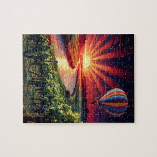 Kleurrijke zonsopgang in Napa Valley Hete Luchtbal Legpuzzel (Horizontaal)