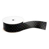 Kleurrijke zwarte Glitter Polkadots achtergrond Grosgrain Lint (Spoel)