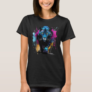 Kleurrijke Zwarte Jaguar Wilde Dieren Grote Kataan T-shirt