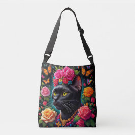 Kleurrijke zwarte kattenzak! crossbody tas