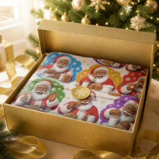 Kleurrijke Zwarte Kerstman Koekjes & Melk Kerst Tissuepapier