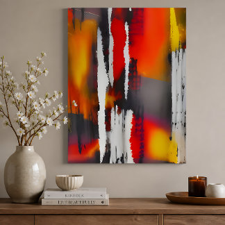 Kleurrijke Zwarte Rode En Gele Moderne Abstracte O Poster