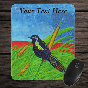 Kleurrijke Zwarte Vogel Mousepad Muismat