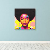 Kleurrijke zwarte vrouw Afro Pop Art Canvas Afdruk (Insitu (Houten vloer))