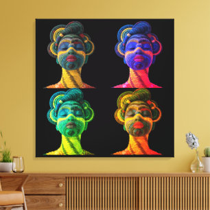 Kleurrijke Zwarte Vrouwen Canvasprint met Spanraam Canvas Afdruk