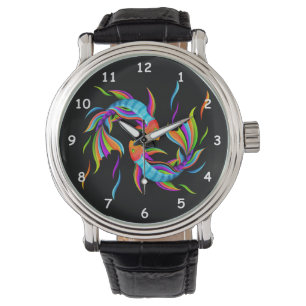 Kleurrijke zwemvis of Yin- en Yang-symbool Horloge
