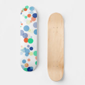 Kleurrijke zwevende moderne polka dot patroon skateboard (Voorkant)