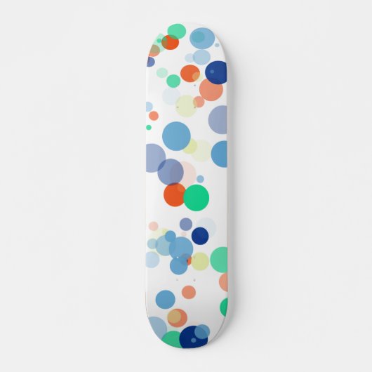 Kleurrijke zwevende moderne polka dot patroon skateboard (Voorkant)
