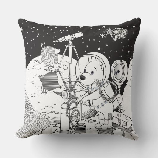 Kleurruimte met een astronautenpuppy kussen (Voorkant)