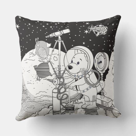 Kleurruimte met een astronautenpuppy kussen (Achterkant)