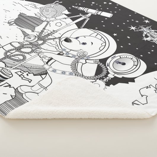 Kleurruimte met een astronautenpuppy sherpa deken (3/4)