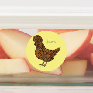 Kleursil pols kip cartoon illustratie labels