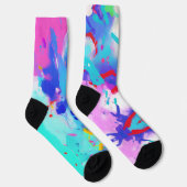 Kleursplash abstract ontwerp paarse rode fuchsie sokken (Rechts)