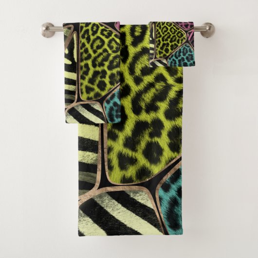 Kleurstofafdrukken — luipaard en Zebra Bad Handdoek (Insitu)