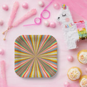 Kleurstofbarsting van de retrorestrepen papieren bordje (Feest)