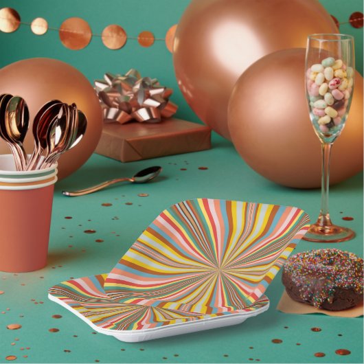 Kleurstofbarsting van de retrorestrepen papieren bordje (Multi)