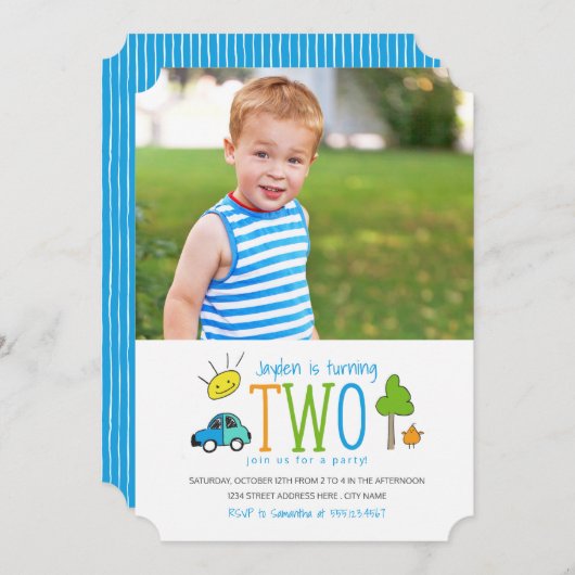 Kleurstofdoppen 2e verjaardag van de uitnodiging / (Voorkant / Achterkant)