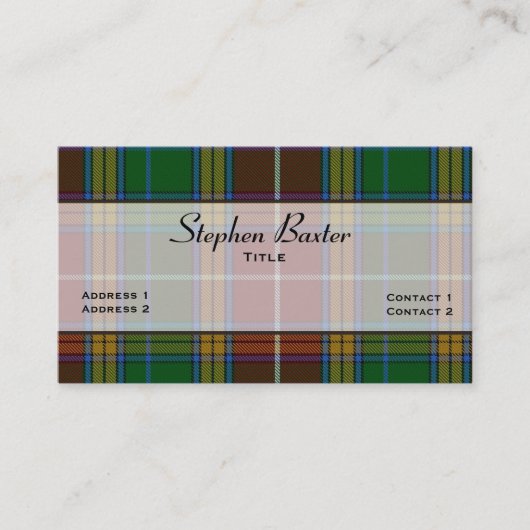 Kleurstoffen Baxter Tartan Aangepast Visitekaartje (Voorkant)