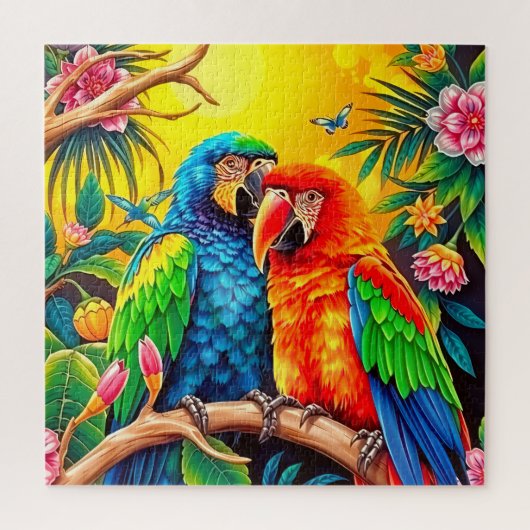 Kleurstoffen parrots legpuzzel (Verticaal)