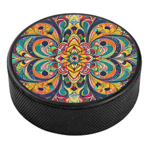 Kleursymfonie Mandala – Krachtige Psychedelische B Hockey Puck