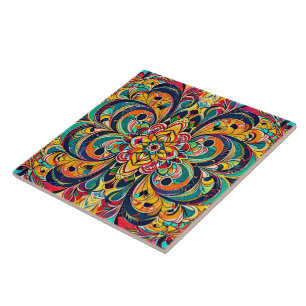 Kleursymfonie Mandala – Krachtige Psychedelische B Tegeltje